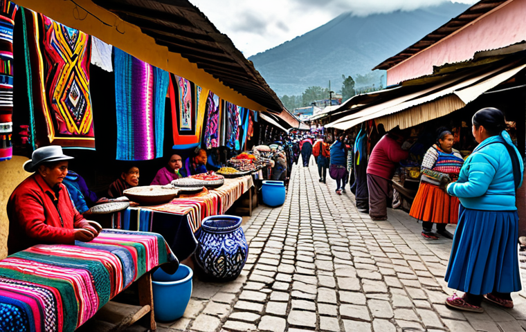 과테말라와 엘살바도르 비교 여행 - **Vibrant Guatemalan Market:** "A bustling marketplace in Chichicastenango, Guatemala, filled with c...