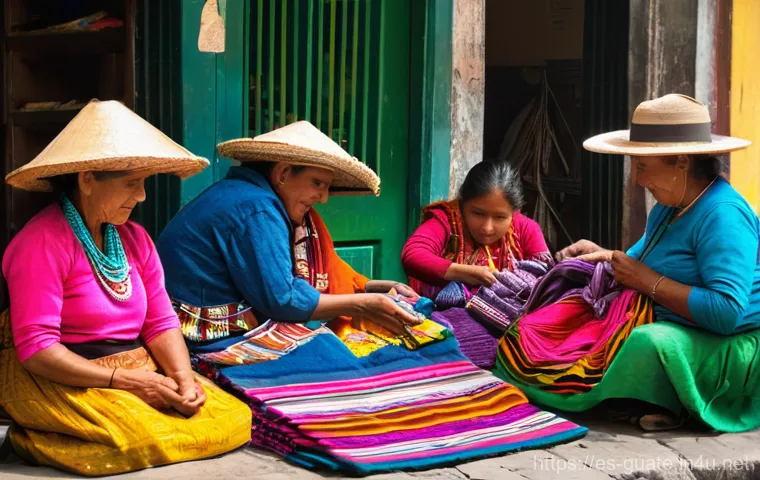 치체카스테낭고 시장 탐방 - **Vibrant Chichicastenango Market Scene with Traditional Textiles:**
A bustling, sunlit outdoor ...