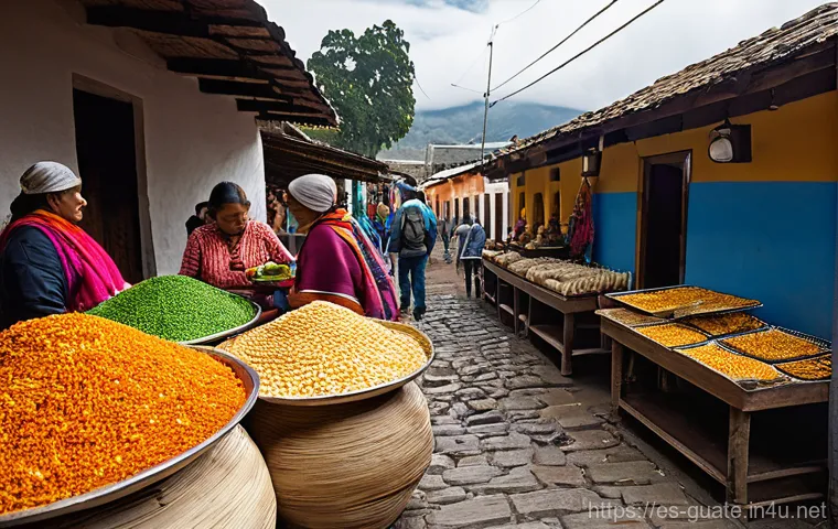 치체카스테낭고 시장 탐방 - **Artisan Craftsmanship at Chichicastenango Market:**
    A close-up view of an artisan's stall with...