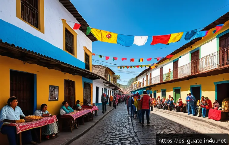 과테말라에서 인기 있는 스포츠 팀 - A vibrant street scene in a small Guatemalan town on a football match day, filled with colorful loca...